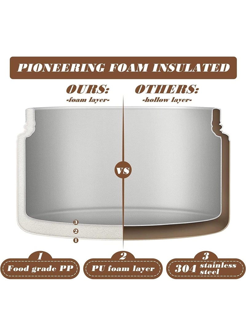 لانش بوكس حراري من الفولاذ المقاوم للصدأ من تابيت، صندوق غداء مانع للتسرب، طقم علب حفظ طعام معزول محمولة مع شنطة للبالغين والأطفال، علبة حفظ طعام قابلة للتكديس، 3 طبقات بيج - Image 4